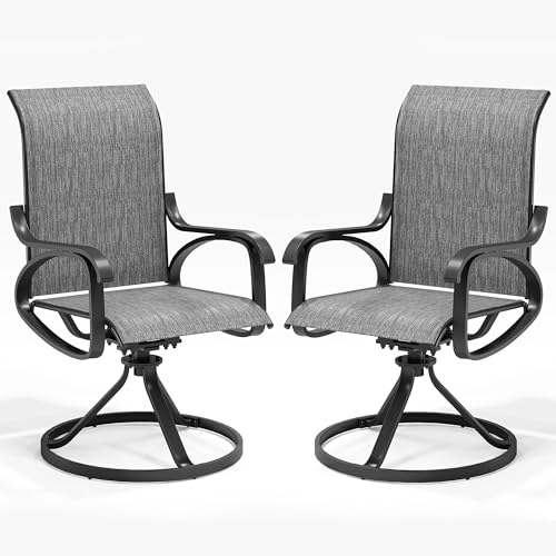Image of LOUVIXA Patio Swivel Chair Set of 2, All-Weather Patio Swivel Rocking Chair, High Back Patio Dining Chairs for Backyard, Porch, Lawn, Garden(2, Ash Grey)