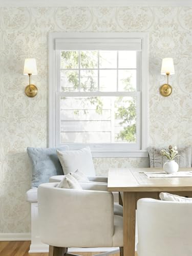 Ismoon Floral Peel and Stick Wallpaper Vintage Beige Contact Paper Watercolor Damask Wallpaper Boho Waterproof Removable Self-Adhesive Wall Paper for Bedroom Shelf Cabinet Décor 17.3in x 6.56ft — view 5
