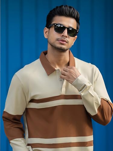 Image of Maniac || Mens || Color Block || Polo Neck || Full Sleeve || Cotton || T-Shirt