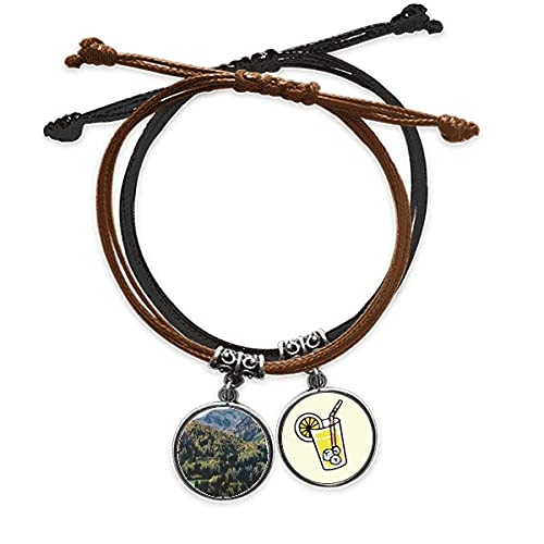 Bracelet corde vert Mountain Science avec chaîne de main en cuir naturel fait main