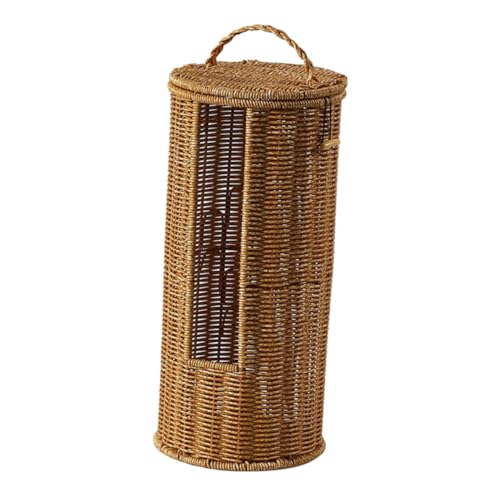 PRETYZOOM Handmade Storage Basket with Lid Organizer for Towels and Toilet Paper Versatile Use Design for Bathroom Living Room and Bedroom Decor