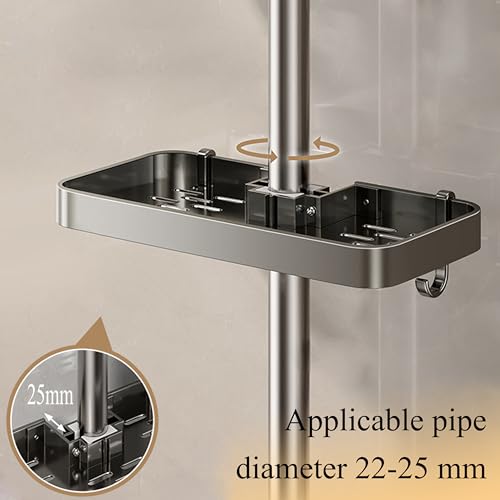 lesulety Duschablage Für Duschstange Duschablage Stange Ablage Dusche Regal Dusche Ohne Bohren Shower Shelf No Drill Shampoo Halterung FüR Dusche Ohne Bohren,Grau,A