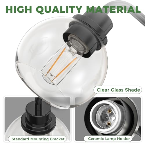 Image of DORESshop Bathroom Light Fixtures, 5-Light Black Vanity Lights Over Mirror, Wall Lamp Clear Glass for Living Room Decor Bedroom Porch Cabinet