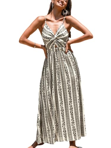 Image of CUPSHE Women's Maxi Dress Floral Print Twisted V Neck Sleeveless Long Dress Summer Casual Dress