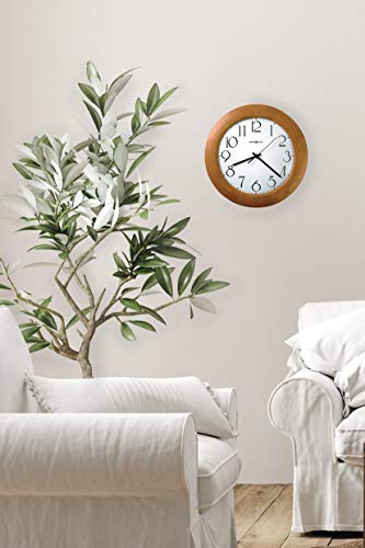 Howard Miller Santa Fe Wall Clock 625-355 – 12.75-Inch Champagne Oak Finish, Modern Convex Glass Crystal, Round Home Decor, White Dial, Quartz Movement Timepiece #TOP3