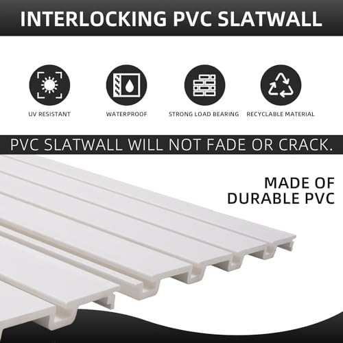 image for FRAYSCENT Slatwall Panels 4x8 ft Garage Wall Storage System, PVC Slat 
