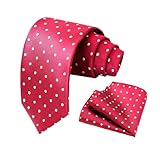Luckyvestir Mens Tie Polka Dot Ties for Men, Silk Mens Ties and Pocket Square Set Formal Neckties Wedding Business (red)