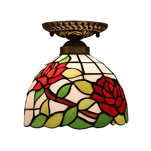 8 pulgadas Tiffany Estilo Lampara de Techo Pantalla de Vidrieras Vintage Art Deco Iluminación...
