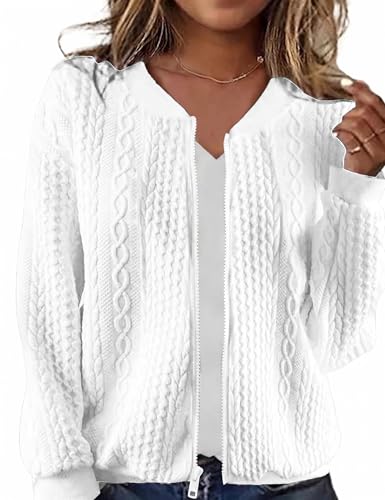 Image of Larmliss Women's Zip Up Cardigan Sweater Hoodies Long Sleeve Jacket Crewneck Casual Outerwear Spring Fall Trendy Coat Outfits