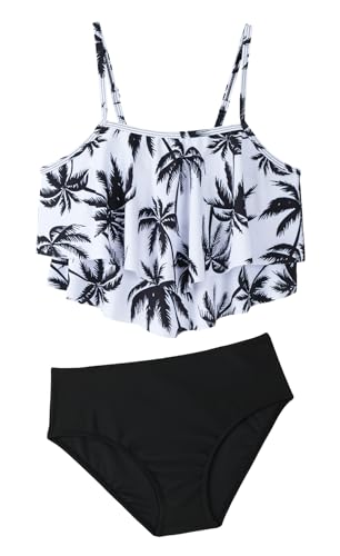 Happy Cherry - Conjunto de Bikini Niña Traje de Baño de Dos Piezas con Volantes Bañador de Natación Niñas Tankini Verano Chica Adolescente para Playa Ropa de Baño con Top Braga - 10-11 Años Rosa