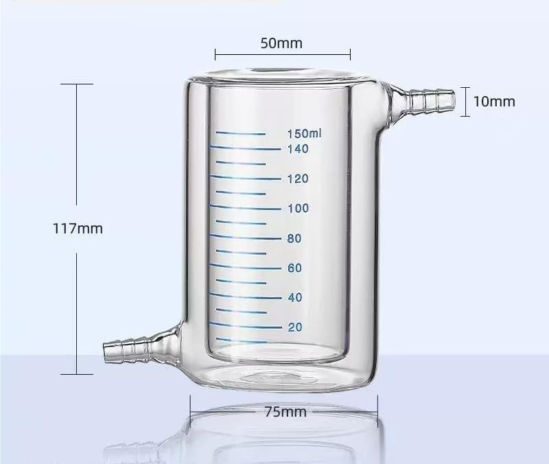 Laboratory Jacketed Beaker Double Borosilicate Glass Beaker 50 100 150 250 300 400 500 1000ml Chemistry Lab Glassware(150 ml)