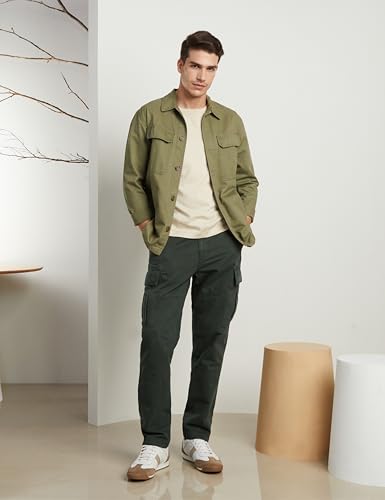 Image of Symbol Premium Men's Regular Fit Washed Cargo Pants (Pure Cotton | Relaxed Fit)