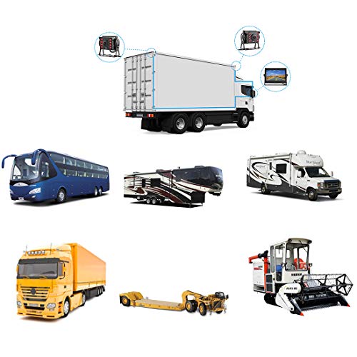 GreenYi-58 Wired AHD Truck Backup Camera Monitoring System, 7 Inch IPS DVR Dual Split Screen Monitor, 2PCS Mini IR Rear View Camera for Trailer Box Truck RV Camper Bus Van Motorhome 5th Wheel