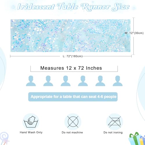 MoKoHouse Blue Table Runner Sequin Fabric - Blue Party Decorations 12 x 72 Inches 4 Packs Table Linens Runner for Ocean Under The Sea Party Decorations by MoKoHouse - Image 5
