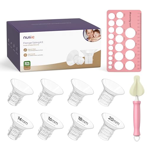 Image of Nuliie 8PCS Silicone Flanges Insert Replacement Kit, Flange Sizing Kit 14/16/18/20mm for 24mm Flange/Shield Breast Pumps, Pumping Essential Kit for Moms