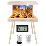 Royxen Bearded Dragon Tank with Metal Mesh Top and Leg Stand,Tempered Glass Reptile Tank,Reptile Enclosure,Lizard Tank for Chameleon,Snake,Lizard Habitat(24inch,Oak)