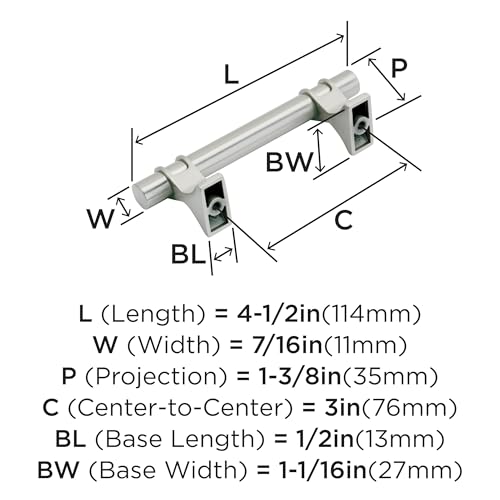 Image of Amerock | Cabinet Pull | Satin Nickel | 3 inch (76 mm) Center to Center | Davenport | 1 Pack | Drawer Pull | Drawer Handle | Cabinet Hardware