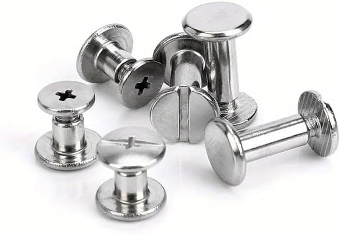20pcs Stainless Steel Binding Chicago Screws Studs Rivets Slotted Belt Screw for DIY Photo Album Desk Menu Fasteners 9.5mm cap (4mm)
