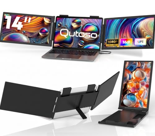 Extensor de tela portátil, 14' FHD 1080P IPS Extensor de monitor triplo, monitor portátil duplo para laptop 14 '-16', tela portátil do monitor USB C para Windows, Mac, Android, Chrome, Plug and Play