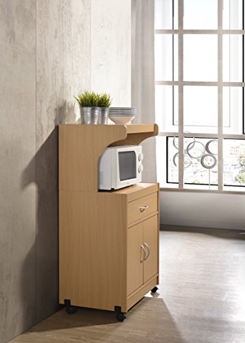 Hodedah Microwave Kitchen Cart, Beech