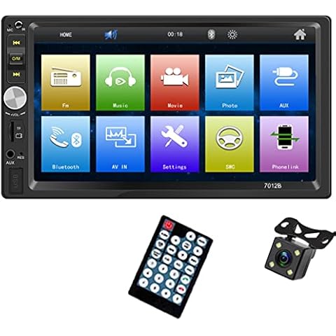 WEPARTICULAR 2 Din Bluetooth Car Radio 7 Inch HD Touch Screen Support Android/IOS Mirror Link, Bluetooth Hands Free Calls, FM Radio, Steering Wheel Control with Remote Control And Rear View Camera Cover