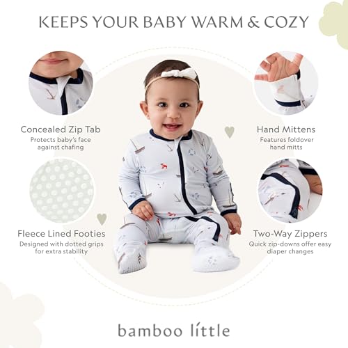 Image of Bamboo Little Soft Baby Footie Pajamas, Baby Clothes, Newborn Sleepers, 95% Viscose and 5% Spandex, 0-24 Months