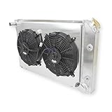 LUXERAD 3-Row Aluminum Radiator With Fan Shroud(2X12 Inches Dia.) 1977-1982 78 79 80 81 82 Chevy Chev rolet Corvette 350ci V8 5.7L 5.0L Base Coupe 2-Door Radiator