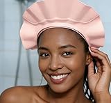 Lagnlnaoy Adjustable Waterproof Shampoo Cap Shield, Soft BPA Free Shower Cap with Eye & Ear Protection for Hair Washing, Stretchable Head Shield for Whole Family