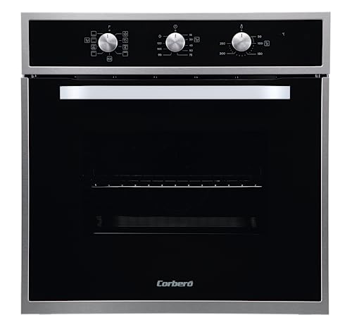 Corberó - Horno Multifunción | Capacidad 65L | CCHM703X | Cristal Negro Perfil Inox | 8 Programas | Luz Interior | Limpieza Hidrólisis | Puerta Doble Cristal | 3000W Potencia | Clase A, Negro