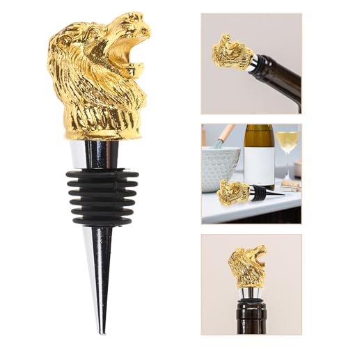 Tapón de vino de acero inoxidable premium con sofisticado león dorado texturizado 8
