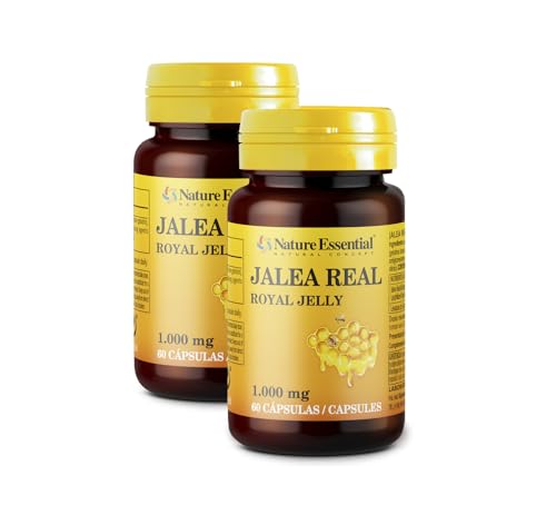 Nature Essential | Jalea Real 1000 mg Liofilizada | 60 Cápsulas | Contribuye al Rendimiento Físico y Combatir Fatiga y Cansancio | Pack 2 Unidades
