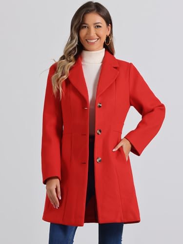 Image of Allegra K Womens Winter Elegant Pea Coat 2026 Single Breasted Long Overcoat | Notch Lapel Collar, Warm, Work Office Trench Coats,Outwear Outfit