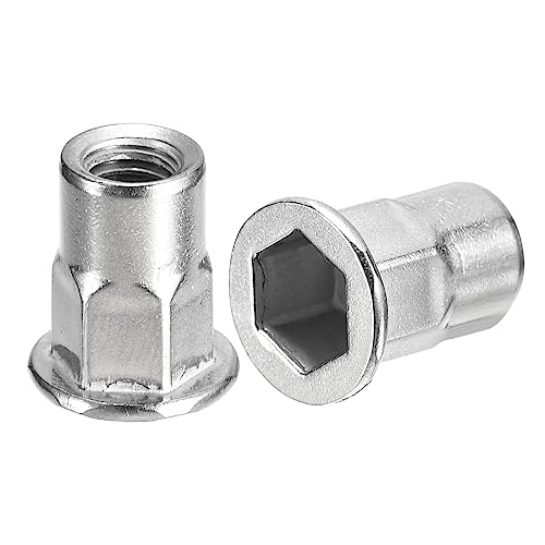 uxcell M6 Half Hex Body Rivet Nuts, 30pcs 304 Stainless Steel Threaded Insert Nuts