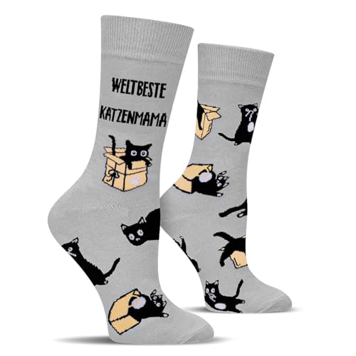 Cantustime WELTBESTE KATZENMAMA Socken für Mama Frauen - Muttertagsgeschenk Lustig Geschenke katze Mutter Damen Katzenliebhaber Witzige Motiv Verrückte katzen Socke Weihnachten Geburtstagsgeschenk