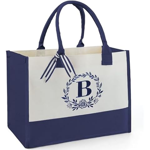 BeeGreen Monogram Initial Canvas Tote Bag Cover