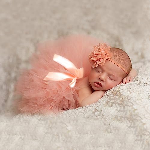 Image of Ylsteed Newborn Girls Photography Prop Infant Tutu Skirt Newborn Lace Tulle Skirt Girl Photo Shoot Outfits Infant Princess Costume Clothes Photo Props-Snow Bud Color