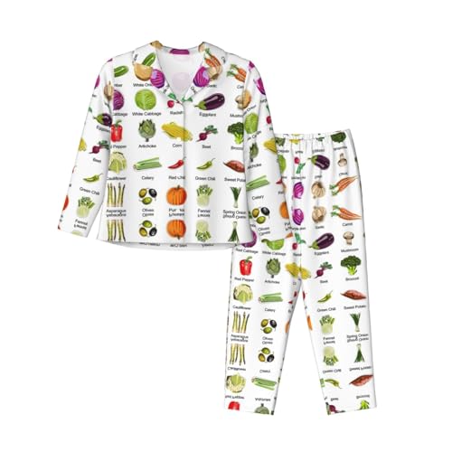 Pyjama imprimé légumes femme EdWal ensemble manches longues confortable