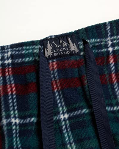 Lucky Brand Men's Pajama Pants - Ultra Soft Fleece Sleep And Lounge Pants, Size Medium, Navy/Red Plaid #TOP2