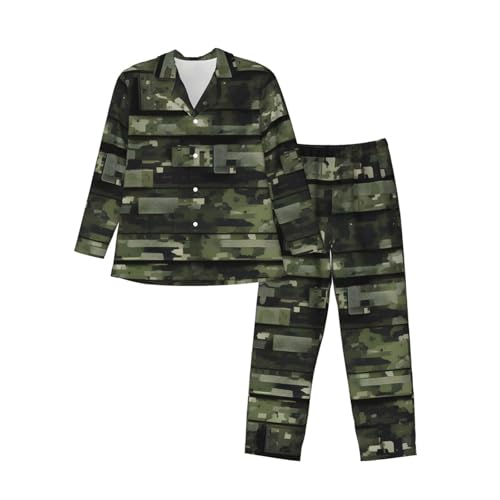 Ensemble pyjama homme imprimé camouflage numérique avec manches longues coupe confort 2 pièces