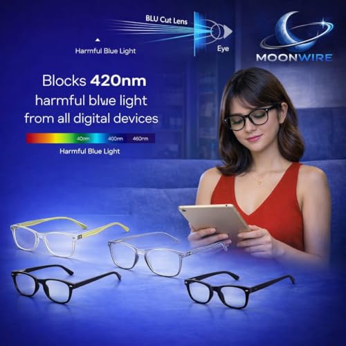 Image of Computer Glasses for Eye Protection | Reading Glasses for Men | Blue Light Blocking Glasses Spectacles | Blue Cut Glasses | UV Protection Glasses | For Men & Women | Zero Power | Medium