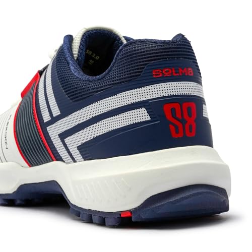Image of SOLM8 S8 Cricket Shoes with Rubber Spikes - Performance Cleats for Men on Outdoor Turf /Grass, Featuring Wide Toe, Speed-Fit Lacing and New Gel Cushioned Insole