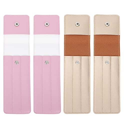 Beaupretty 4 peças de estojo de couro de poliuretano, tesoura, escova de cílios, lâminas de sobrance