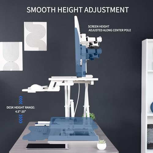 Image of VIVO Height Adjustable 32 inch Standing Desk Converter with Dual 13 to 30 inch Monitor Stand, Sit Stand Monitor Mount and Desk Riser, White, DESK-V000K-M2W