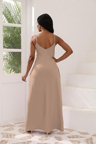 Image of vunahzma Womens Casual Fashion Sleeveless Plus Size Loose Long Sexy Maxi Dress with Pockets