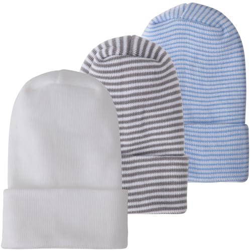 Image of Newborn Baby Girl Hats Soft No Scratch Cotton Toddler Infant Beanie Caps Newborn Hospital Hat for Boy Girl 0-6 Months