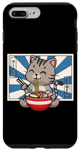 Kawaii Ramen Gray Tabby Cat Lover �X�}�z�P�[�X iPhone 7 Plus/8 Plus �p