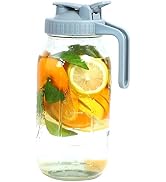 Mason Jar Pitcher With Pour Spout Lids & Handle 2 quart Large Glass Mason Pitcher Wide Mouth 64 O...