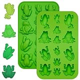 Tessco for you 2 Pcs Frog Mold Silicone Chocolate Frog Molds Halloween Passover Candy Jelly Ice Tray Fun the Ten Plagues for Pesach Seder Wizard Party Birthday Cake Decoration (Green)