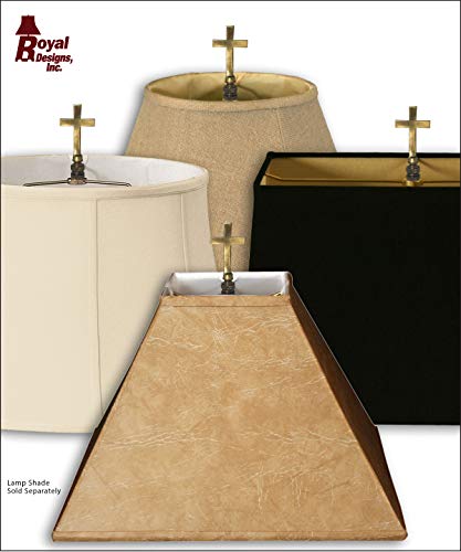 Image of Royal Designs, Inc. Cross Lamp Finial, 3 Inch Medium Antique Brass, Decorative Replacement Finial for Table or Floor Lamps, Single