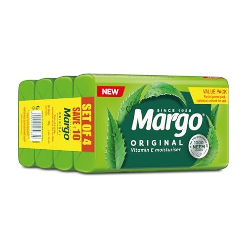 Image of Margo Original Neem Soap 75g X 4 | Powered With Goodness of 1000 Natural Neem Leaves | Soap for Clear and Beautiful Skin | Infused with Vitamin E for Moisturising